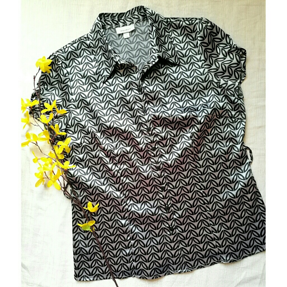 Silver Black Short sleeve blouse XL NWOT
